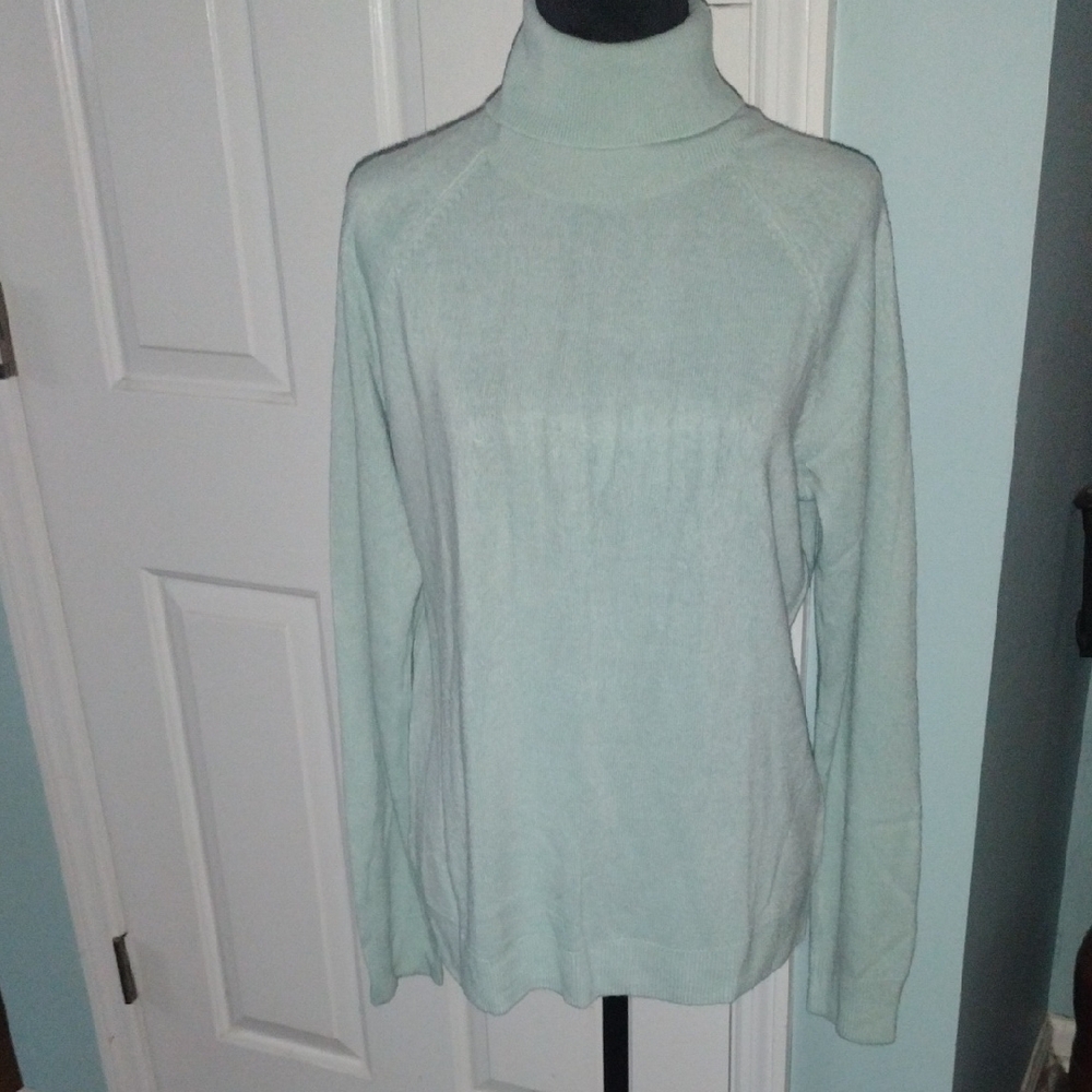 NWT Karen Scott Women's Light Green Turtleneck Sweater